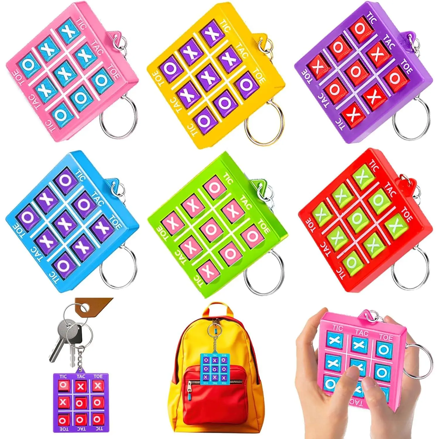 24PCS Tic Tac Toe Game Birthday Party Favors Goodie Bags Easter Basket Stuffers for Kids 4-8 8-12 Classroom Treasure Chest Carnival Prize Box Toys Bulk Keychain Pinata Filler Return Gifts for Girl Boy