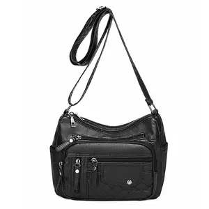 Durable PU Leather Multi-Layer Ladies Crossbody Bag Women's Handbag Mommy Bag Shoulder Bag Ideal for Everyday Use with Zipper Pockets