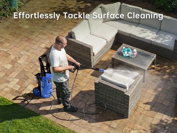 4200PSI Electric Pressure Washer with Foam Cannon - 1500W High Power, 2.6GPM Flow, Adjustable Spray, Compact Wheel Design for Home & Outdoor Use