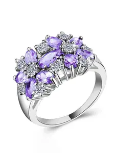 1 PC Elegant Cubic Zirconia Heart Cluster Ring For Women For Wedding Engagement Party Jewelry Valentine's Day Gift Cubic Zirconia Rings Artificial Zircon Ring