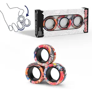 BY-386  Magnetic Fidget Rings Set, Idea ADHD Fidget Gift, Adult Fidget Magnets Spinner Rings for Anxiety Relief Therapy, Fidget Pack Great Gift for Adults Teens Kids (A)