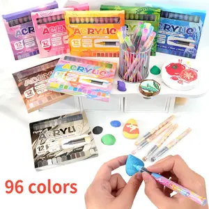 96 Colors Painting Pens, Liquid Acrylic Markers, 8 Color Sets, 1 Box of 12 Gradient Colors, Professional Drawing Tools, Holiday Gifts, Holiday Gift Ready, Art Drawing Supplies