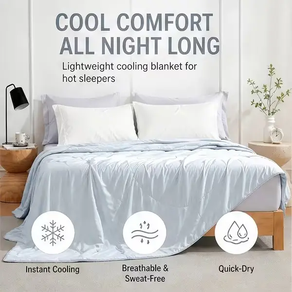 Rosekind Cooling Blanket for Hot Sleepers, Ultra Soft Breathable Lightweight Summer Comforter for Night Sweats, Queen Size, Grey