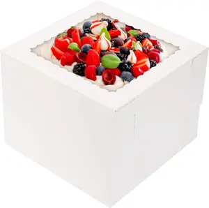 28 count Cake Boxes, 10x10x8 Inch Bakery Boxes, Cake Boxes for Pastries, Desserts, Pie, Valentine's Day, Mother's Day, Birthday Party, White