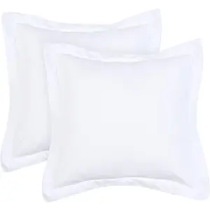 Euro Sham 26 x 26 Inch, Set of 2 Washed Microfiber Euro Pillow Covers, Wrinkle & Fade Resistant Square Cushion Covers, European Pillow Shams, White