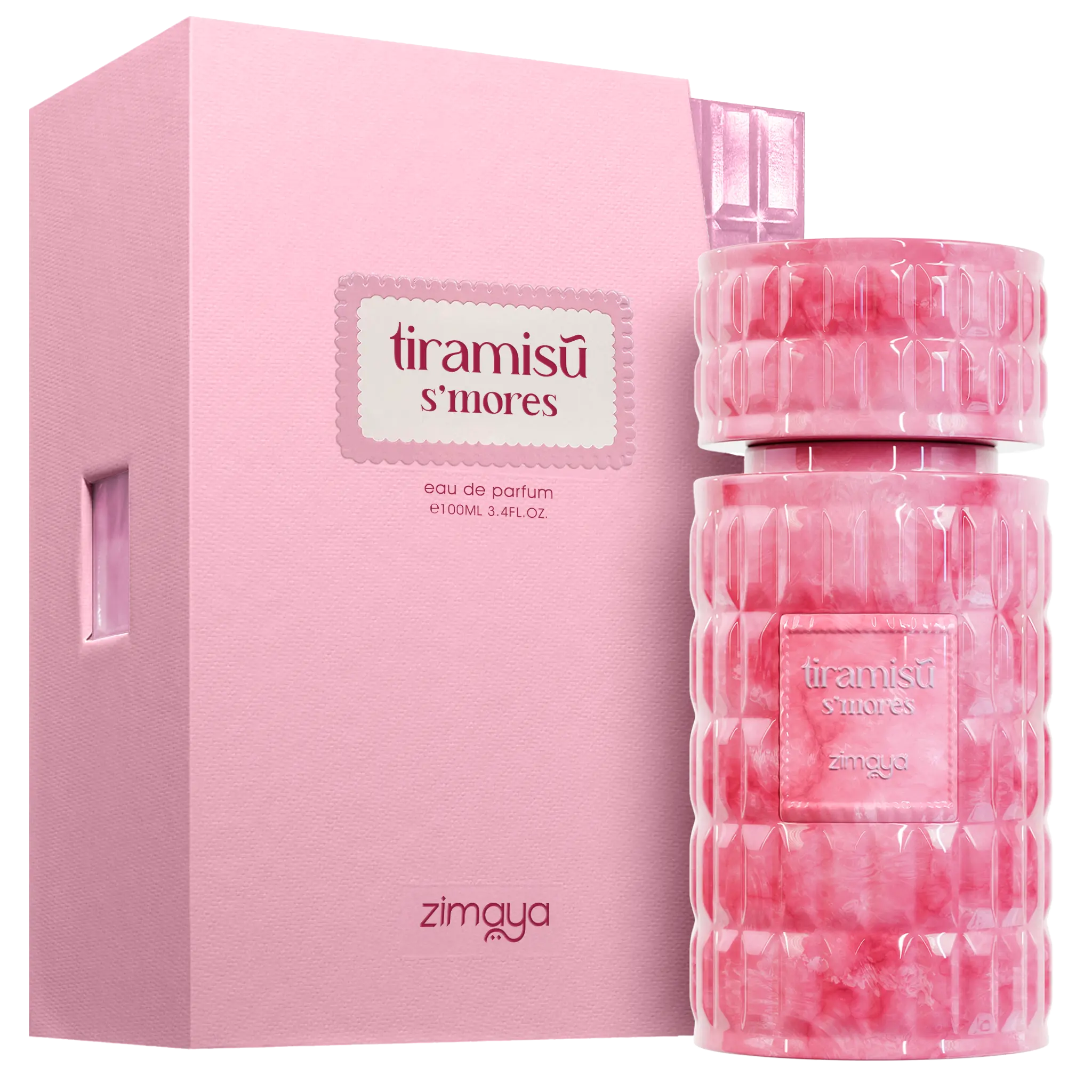 ZIMAYA TIRAMISU S'MORES EAU DE PARFUM 3.4 OZ FOR WOMEN with Marshmallow Nectarine Blossom Chocolate Bergamot Coffee Musk Almond Milk Vanilla Biscuit Amber Cream Sugar Caramel