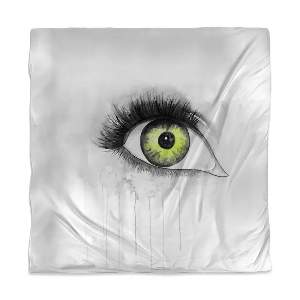 360 Stand Gray Beauty Queen Size Duvet Cover - Green Eye Watercolor Bedding, Machine Washable Home Decor Textile, Model 3817-SWCQ-FI54, Color-Accented Duvet Covers, Graphic Duvet Covers