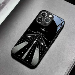 Phone Case - Black And White Airplane Runway Landing Pattern Tempered Glass Phone Case in Black for iphone17 17Air 16 Pro 15 Promax 14 Plus 13 12 11
