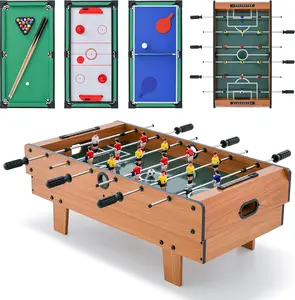 Costway 4-in-1 Multi Game Table, Combo Foosball Game Table Top w/Billiards, Ping Pong, Push Hockey for Home, Game Room, Family Night & Arcade, Wood Combination Game Table Set for Adults