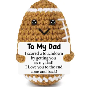 Funny Fathers Day Dad Gifts, Handmade Crochet Father's Day Birthday Gift, Cute Small Gifts for Dads, Unique Football Doll for Stepdad, Stuffed Animals