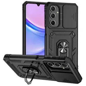 Samsung Galaxy A16/A06/A15/A35/A55/A05/S21-S25 Magnetic Case with Slide Camera Cover - Compatible with S21-S25/A05-A55 Series, Shockproof Design & Detachable Ring Holde