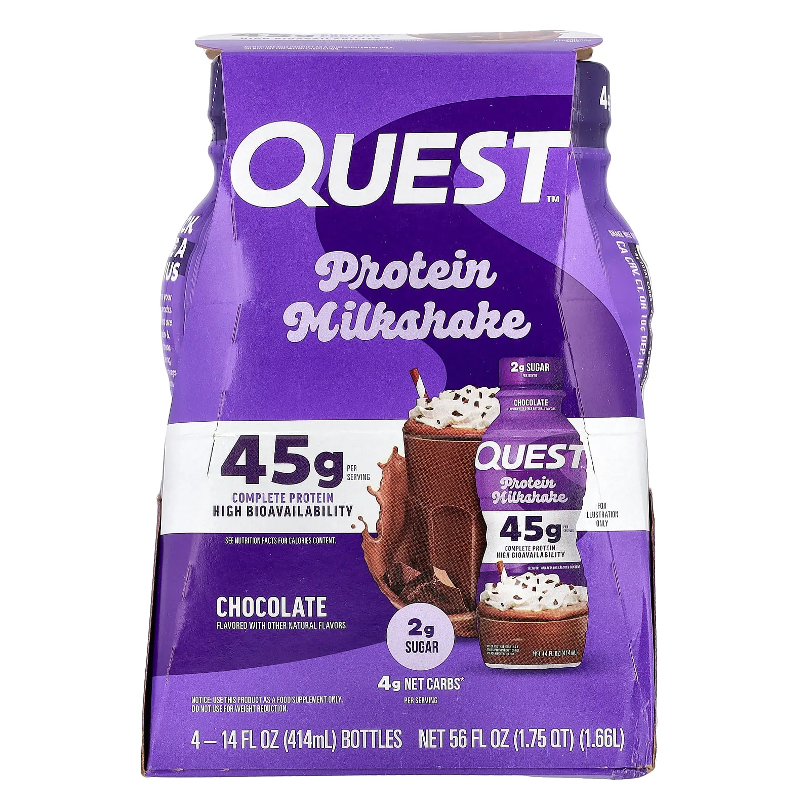 Quest Nutrition Protein Milk Shake, Chocolate, 4 Bottles, 14 fl oz (414 ml) Each Quest Nutrition Protein Milk Shake, Chocolate, 4 Bottles, 14 fl oz (414 ml) Each