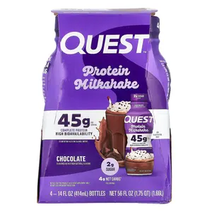 Quest Nutrition Protein Milk Shake, Chocolate, 4 Bottles, 14 fl oz (414 ml) Each