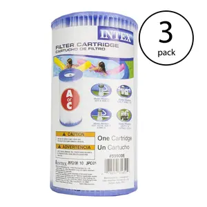 Intex Swimming Pool Easy Set Type A Replacement Filter Pump Cartridge (3 Pack)