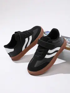 All-Season Casual Sports Shoes, Colorblock PU Leather, Anti-Slip Eva Sole, Adjustable Velcro, School Student Boy Sneakers