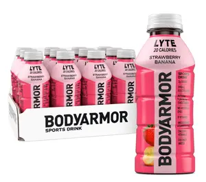 BODYARMOR LYTE Sports Drink Low-Calorie Sports Beverage, Strawberry Banana, Coconut Water Hydration, Natural Flavors With Vitamins, Potassium-Packed Electrolytes, Perfect For Athletes, 16 Fl Oz (Pack of 12)