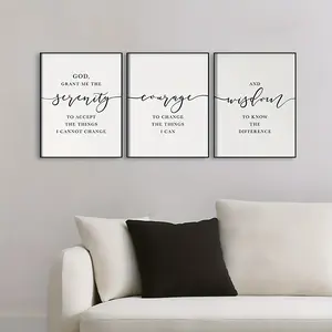 3pcs/set Serenity Prayer Canvas Art Prints - Inspiring Addiction Recovery Inspiration for Home Decor - Durable Unframed Prints for Living Room, Bedroom, Office Wall Art - High-Definition Motivational Prints