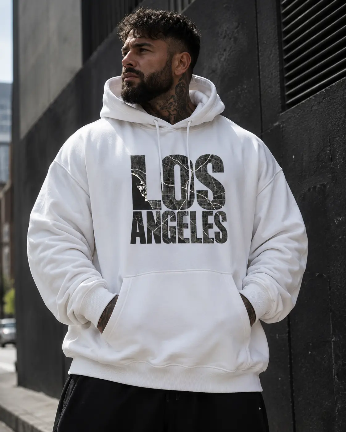 Los Angeles Hoodie | LA Street Map Hoodie | Vintage City Graphic Hoodie | Unisex Pullover Sweatshirt