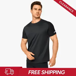 Nebility Men's Workout Shirts Quick Dry Moisture Wicking with Reflective Strips Lightweight Mesh Athletic Tees Comfortable Slim Round Neck for Running Gym Training Summer