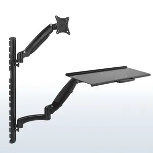 Single Monitor Sit to Stand Wall Mount Workstation - 13" to 27" Screens