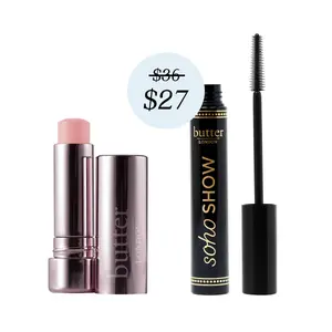 butter LONDON Lips and Lashes Duo - 2-Piece Clean Beauty Essentials for Effortless Everyday Glam Mascara Makeup Kit Set