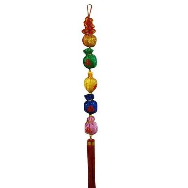 Thy Home Traditional Oriental Feng Shui Wall Hanging with Decorative Tassels - Chinese Calligraphy "Fu" Fortune Ornament, 33in x 2.5in x 1.5in, Chinese Characters Accent, Stylish and Meaningful, All Seasons Indoor Living Room Home Decor Fengshui Supply, I
