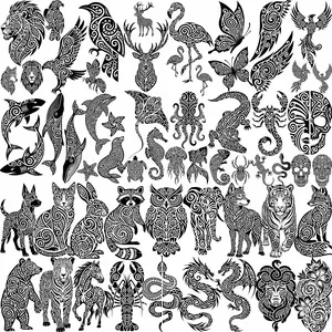 GLARYYEARS Temporary Tattoos for Men Women - 60pcs Maori Hawaiian Tribal Fake Tattoo Stickers, 34 Sheets Large Waterproof Long Lasting Body Art, Polynesian Animal Tattoo for Arm Leg Neck (Ocean Wild)