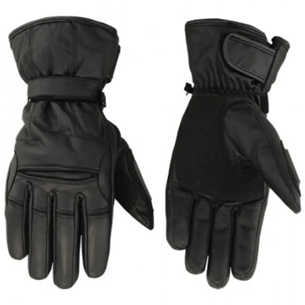 DANIEL SMART TrailFrost Men's Cowhide Gauntlet Motorcycle Gloves - Insulated, Comfortable, Adjustable, Weatherproof, Non-Slip, Cut-Out Knuckle Protective Gear for Warmth
