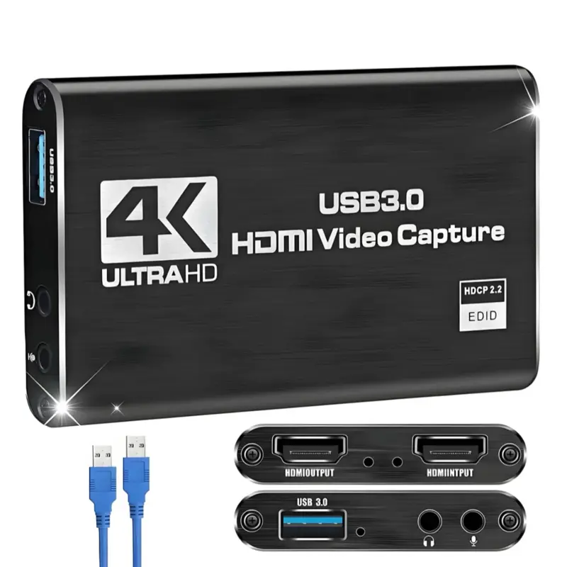 4K 1080p Capture Card for Streaming - USB 3.0, HDMI Video Capture, HDCP 2.2, EDID, USB 3.0, 4K UltraHD Features