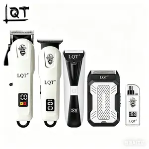LQT 5-in-1 Professional Barber Kit - Cordless Hair Clipper, Zero-Gap Trimmer, Detailer & Foil Shaver Set for Men, Complete Home Grooming Kit with LED Display, Guards, USB Rechargeable electric cutters