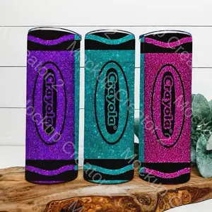 Crayola Glitter Crayon Tumbler Collection - Vibrant Purple Teal & Pink Tumblers for Teachers Creatives & Stylish Hydration