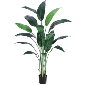 【Christmas Gift】Artificial Bird of Paradise Plant 7FT Fake Palm Tree with 17 Artificial Leaves for Indoor/Outdoor Modern Decor in Box Nursery Decorative Fruit Silk Rubber Pot Ornaments Plastic