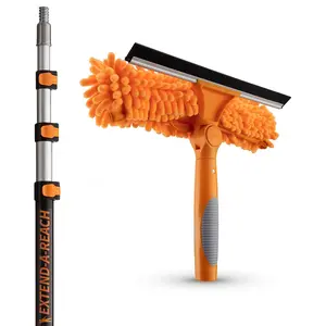 Window Washing Squeegee Kit with Extension Pole // Window Cleaning Tool Combo with Telescopic Pole
