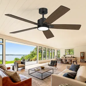 42/52/60 Inch Modern Ceiling Fan with Lights, LED Ceiling Fan, Low Profile Ceiling Fan, 5 Blade Ceiling Fan,Reversible Ceiling Fan for Indoor, Kitchen & Covered Porch Ceiling Fan