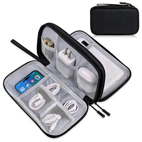 BMTWE Electronic Accessories Storage Bag - Double-Layer Durable Oxford Fabric Pouch with Scratch-Resist Shell, Waterproof Travel-Ready Travel Accessories Organizer for Easy Sorting, Cable+Charger Tidy (Birthday Gift Option)