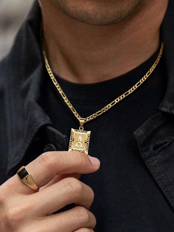 Letter A-Z Pendant Necklace for Women & Men, Punk Style Jewelry for Party, Daily Clothing Decor, Trendy All-match & Exquisite Jewelry for Birthday Gift