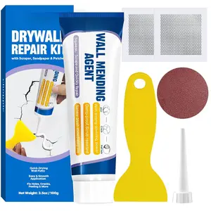 Drywall Repair Kit (4.2 Oz), Spackle Wall Repair, Wall Repair Patch Kit to Fill The Holes, Walls Putty Hole Repair Quick and Easy Solution, Sandpaper, Drywall Patches with Scraper