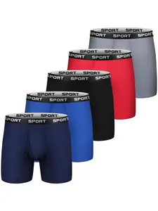 Men's Letter Tape Boxer Brief, Casual Comfy Breathable Underwear for Daily Wear, Men's Underwear for All Seasons, Casual Sports Underwear, Soft Breathable Underwear