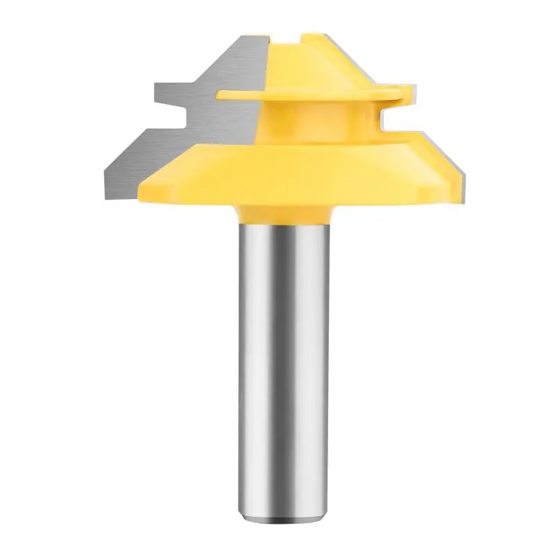 45 Degree Lock Miter Router Bit -  1/2 Inch Shank, 1/2 Inch Stock, 2 Inch Diameter, Carbide Wood Router Bits Woodworking Cutter Tool
