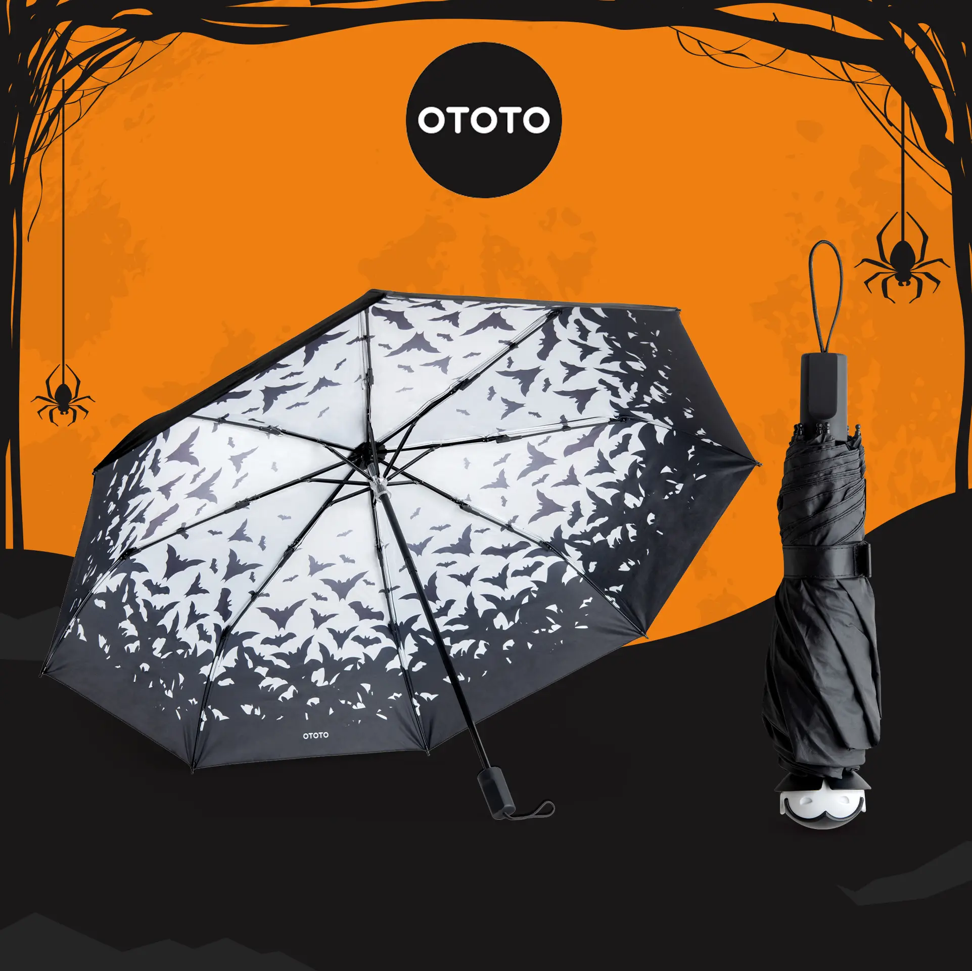 OTOTO Spookula Vampire Umbrella – Perfect for Halloween, Best Gift Idea for Halloween, Rain & Sun Protection - Gothic, Black, Metal Umbrella, Lightwei