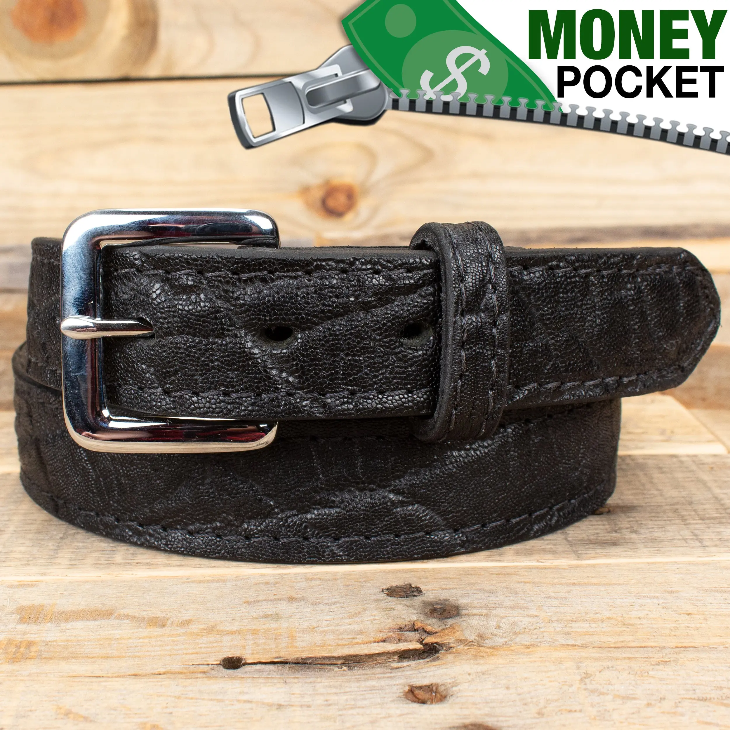 Elephant Black Money Belt