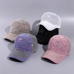 New Bling Rhinestone Baseball Cap Mesh Hat - Breathable, Sun Protection, Adjustable Fit for Women & Men