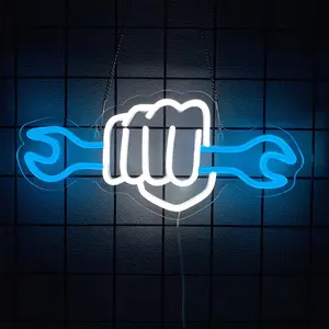 Garage Neon Sign for Wall Decor Car LED Neon Lights Wrench Auto Repair Signs for Man Cave Workshop Auto Repair Shop Garage Wall Decor Business Signs Cool Gifts for Dad Men Led Lighted