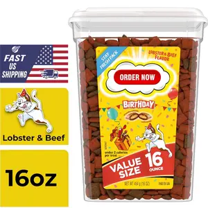 Temptations Birthday Cat Treats, Crunchy and Soft Cat Treats, Lobster & Beef Flavor, 16 oz. Tub