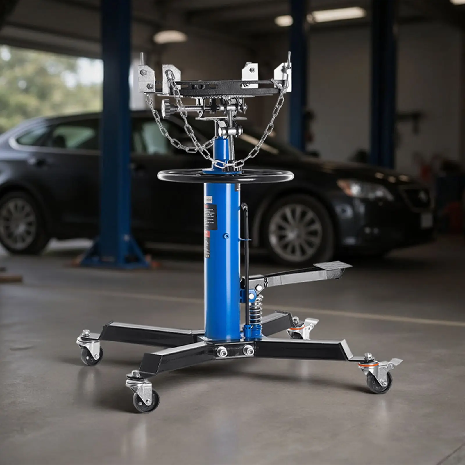 【Summerfinds】VEVOR Transmission Jack, 33\"-67\" High Lift, 1100 lbs Hydraulic Telescoping Transmission Jack, 2-Stage Floor Jack Stand 1/2 Ton Capacity with Foot Pedal, 360° Swivel Wheel, Garage/Shop Lift Hoist