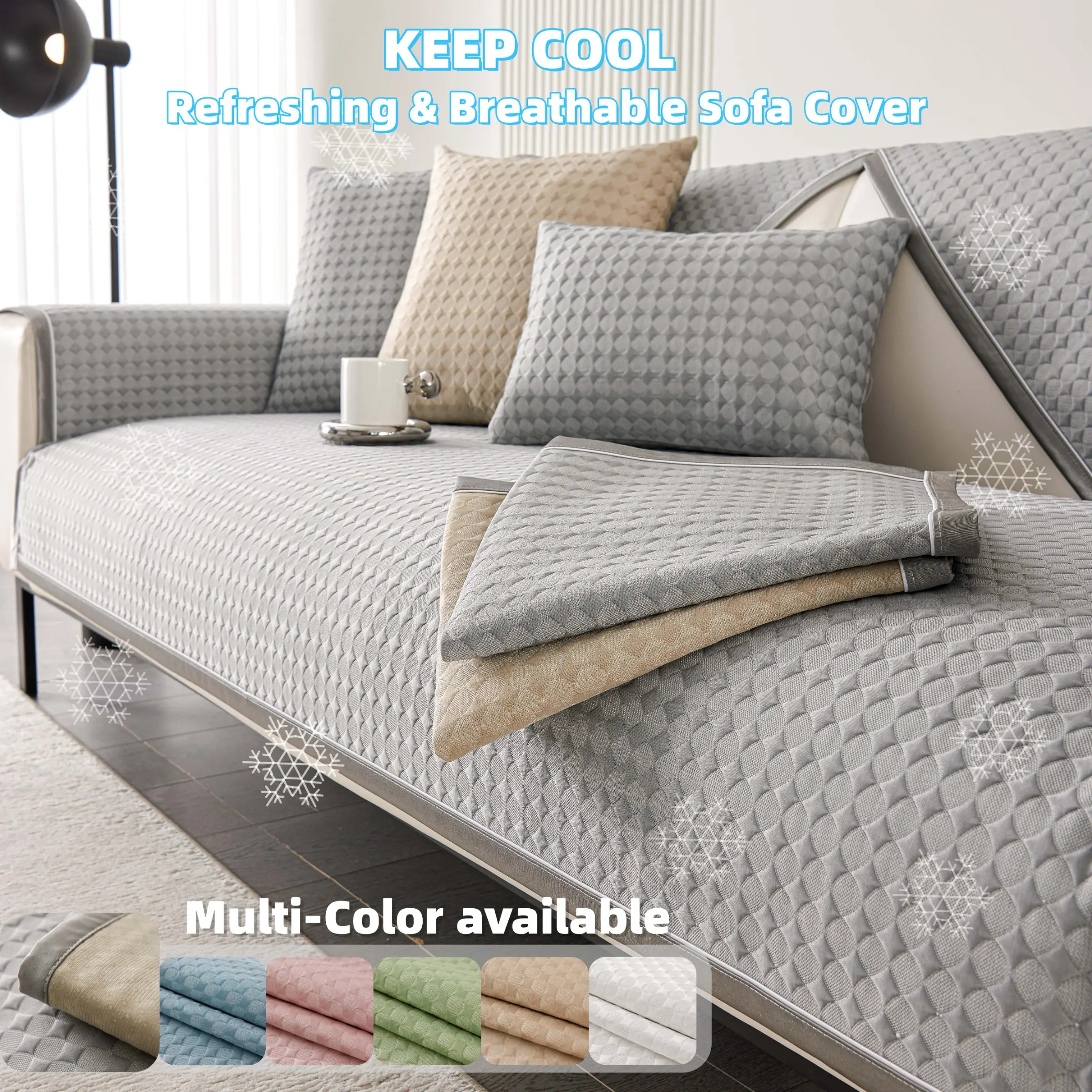 Cooling Sofa Cover for Summer 1PC, Refreshing Breathable Couch Protector, Pet-Friendly Scratch Resistant Furniture Seat Pad, Multiple Colors Available for Sectional, Loveseat & 3-Seater Sofa, Washable Sofa Slipcover, Sectional Sofa Covers
