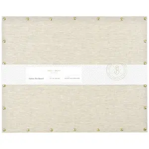 Sugar Paper Essentials 16"x20" Fabric Pin Board: Wall Mount Bulletin Board, Flax Beige, Corrugated Fiberboard