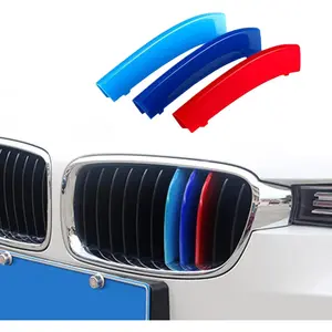3PCS Car Grille Insert Trims, Decorative Car Front Grill Mesh Trim, M-Colored Tri Grille Insert Trims Strips, ABS Snap-on Front Grill Trim for BMW 2013-2019 F30 F35 3 Series 11-Beam Grille