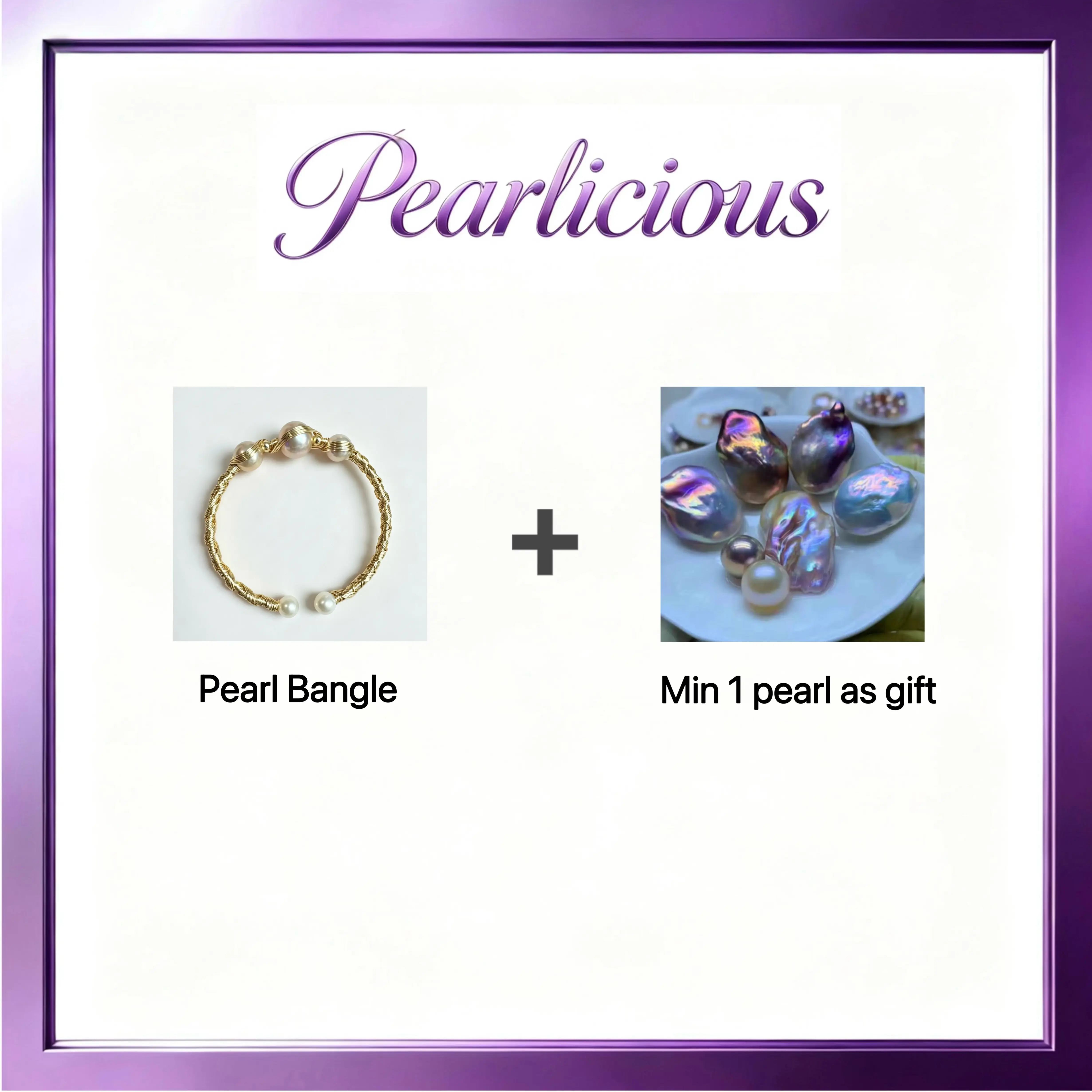 Pearl bangle with Freshwater UFO pearl Gift (1 Pearl)[live opening] / Freshwater Pearl bangle Random Pearl Color In Jewelery