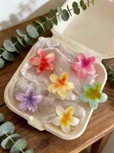 6-piece egg flower hair clip, high-end gradient flower design, medium-sized bobby pin with shark-style clip for a chic look. Features a back-of-the-head accessory design, secure toothed comb to prevent slipping, lightweight and delicate without tugging ha